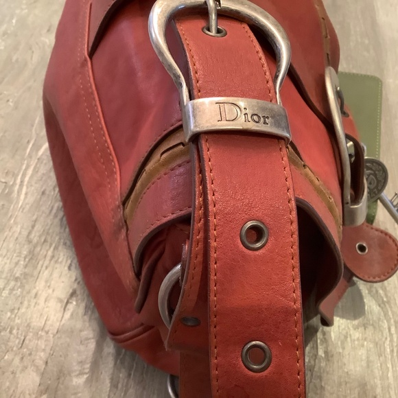 Christian Dior Gaucho Saddle Bag Leather Silver Coin Charm One Shoulder - Picture 4 of 14